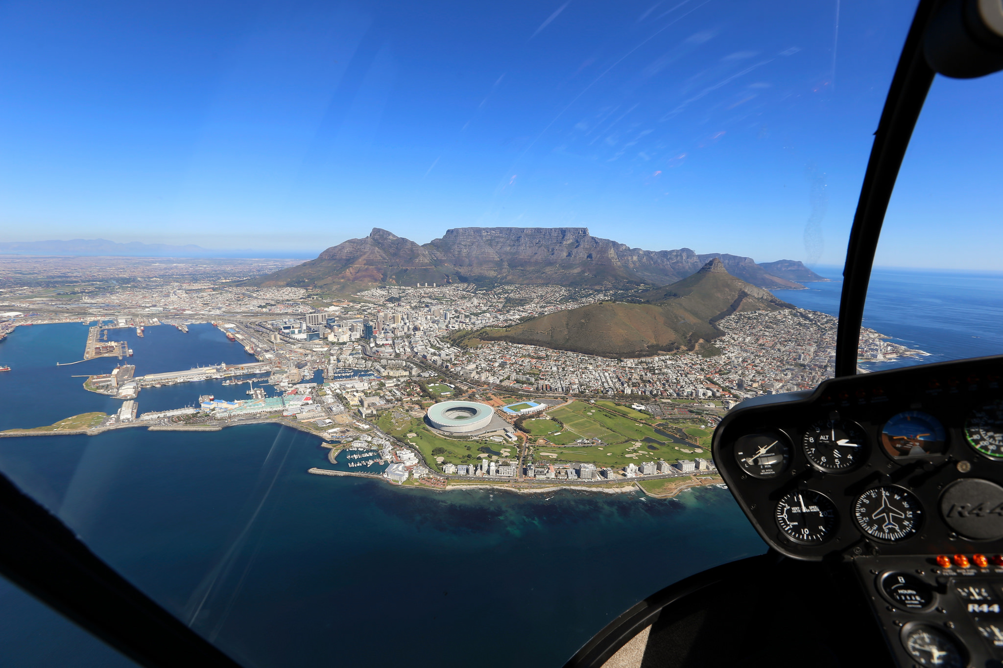 View of Cape Town from helicopter.