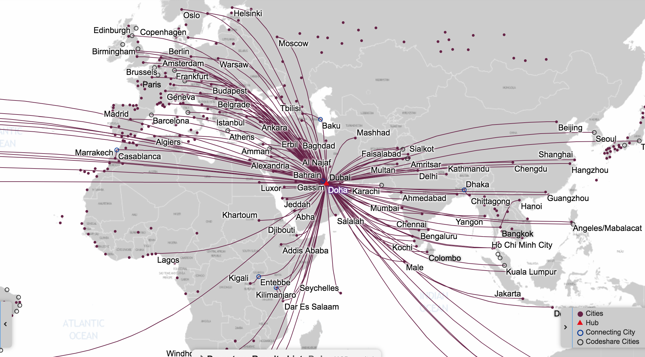 Qatar Air Destinations Map Imake V2