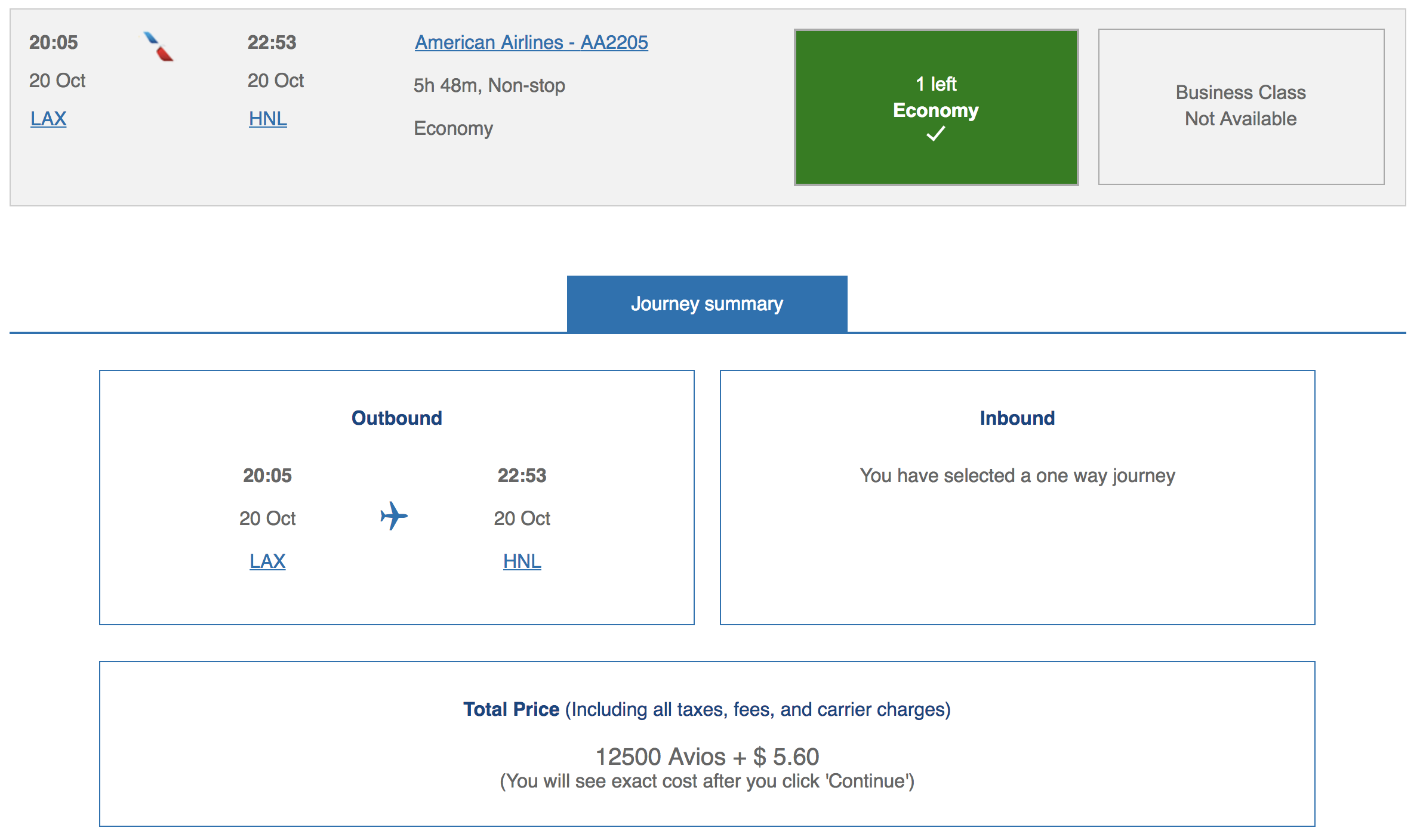 Aa Award Travel Chart