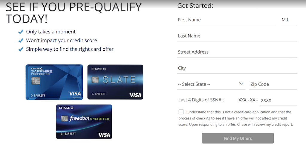 Chase credit card pre-approval 