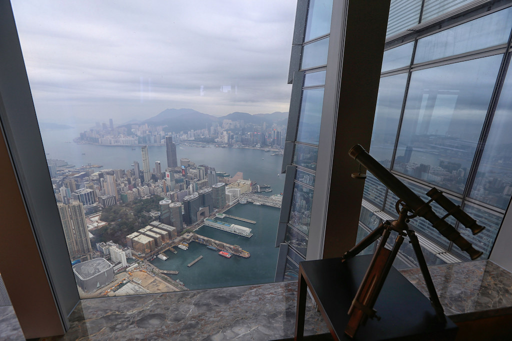 View from the lounge at the Ritz Carlton Hong Kong