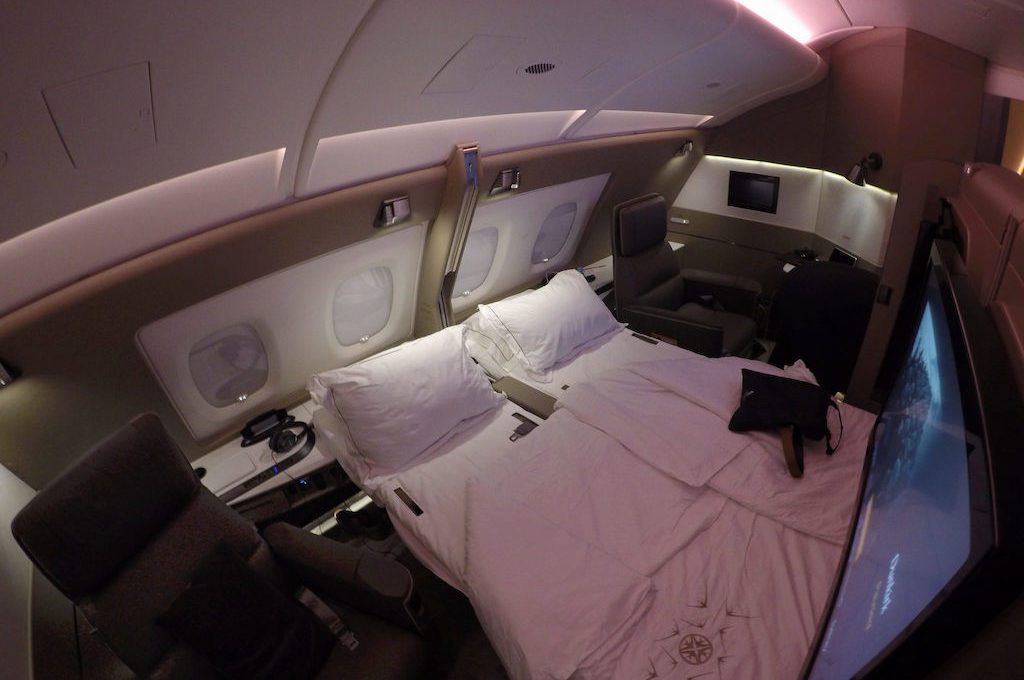 Double bed in Singapore Airlines first class suite