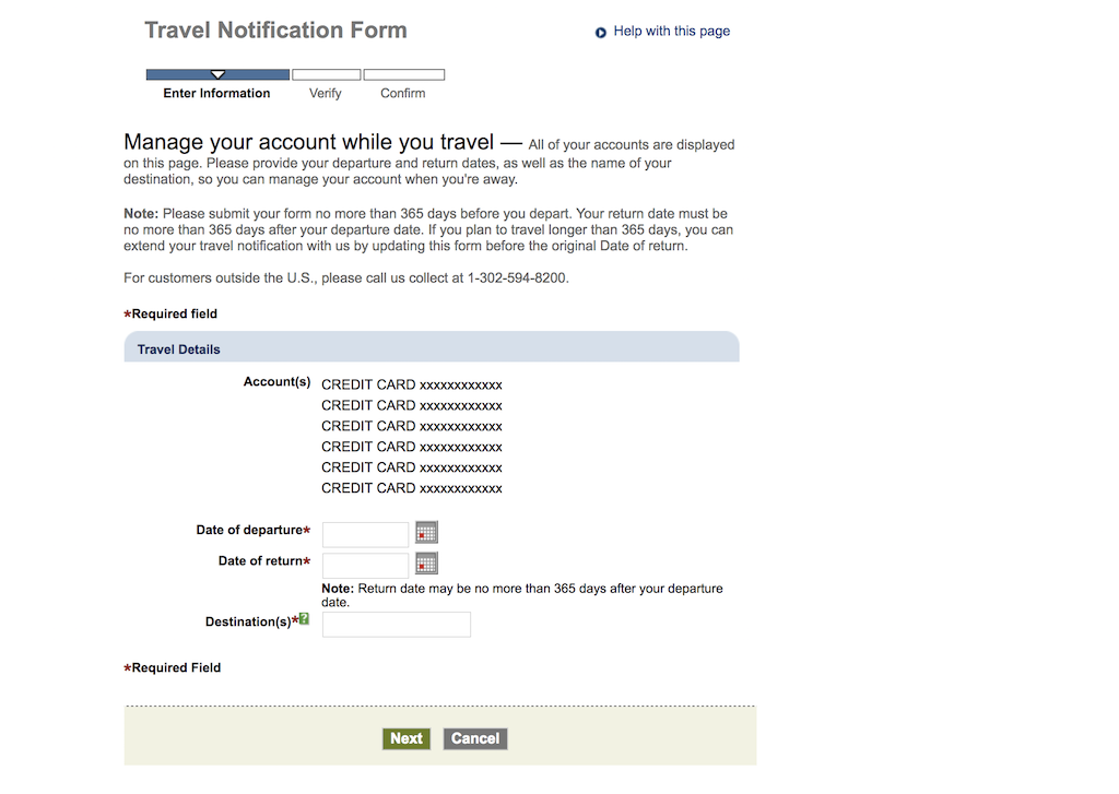 chase bank international travel notification