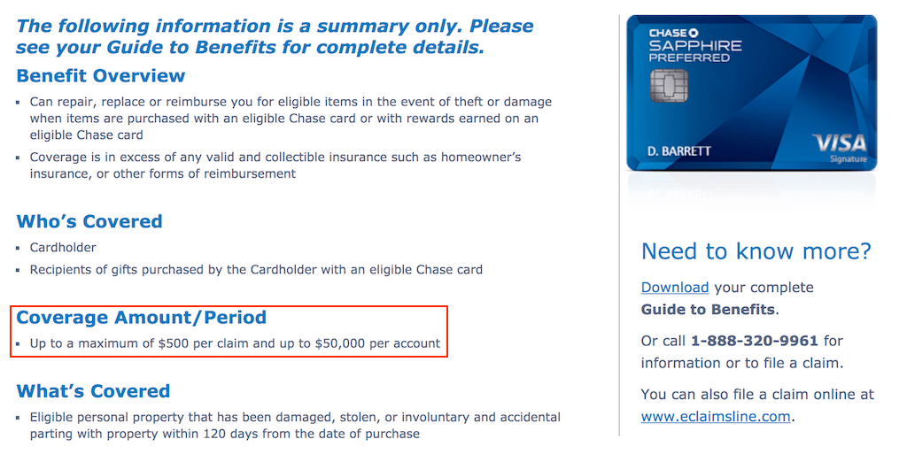 Chase Sapphire Purchase Protection