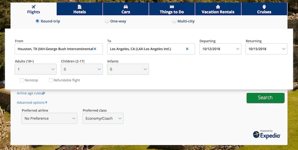 chase travel seat selection