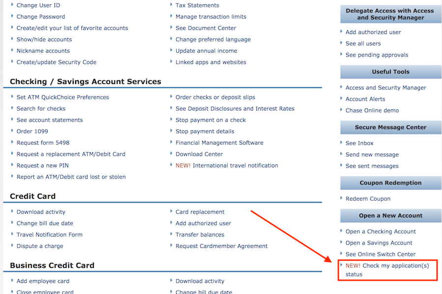 check chase credit card application