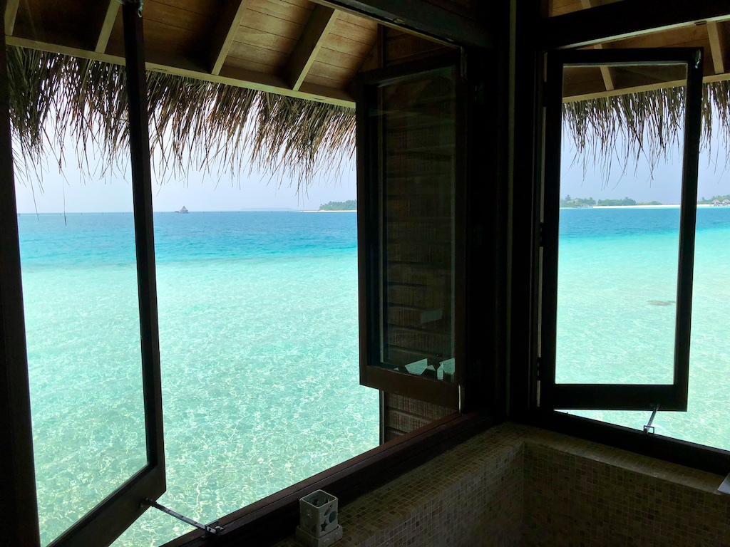 Conrad Maldives Retreat Water Villa bath tub.