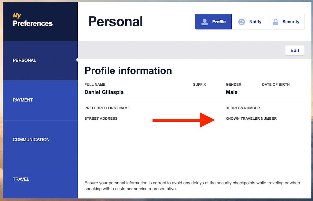 what does known traveller number mean