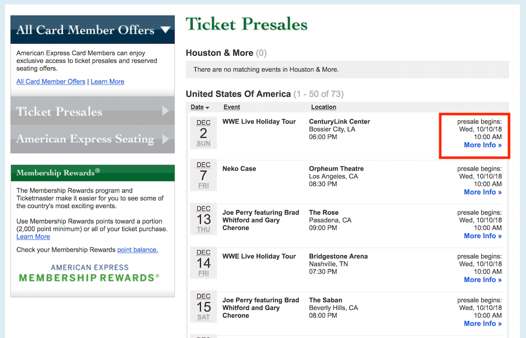 American Express Concert Tickets Review (Presales & Seating) [2020