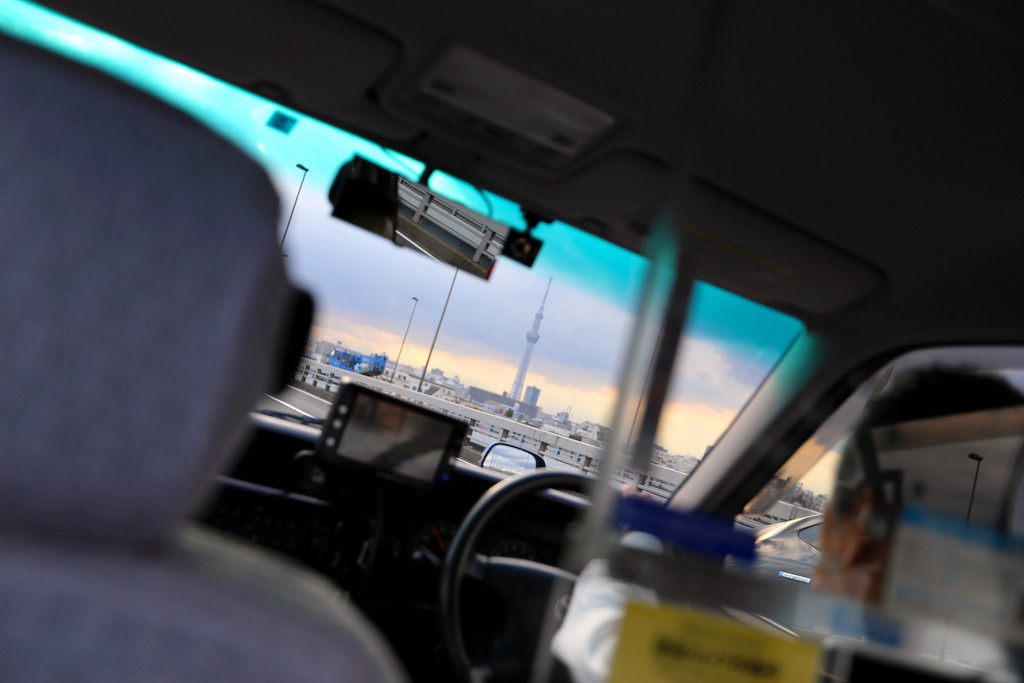 Tokyo skytree from taxi