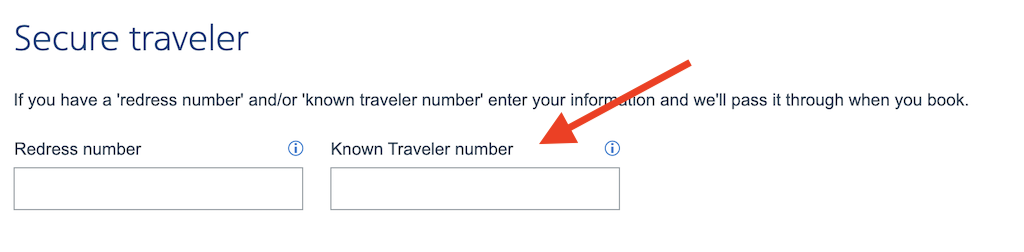 known traveller number name change