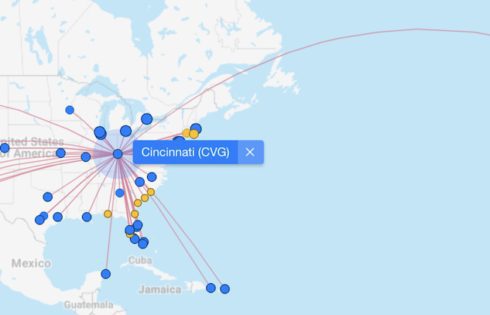 CVG Direct Flight Map - UponArriving
