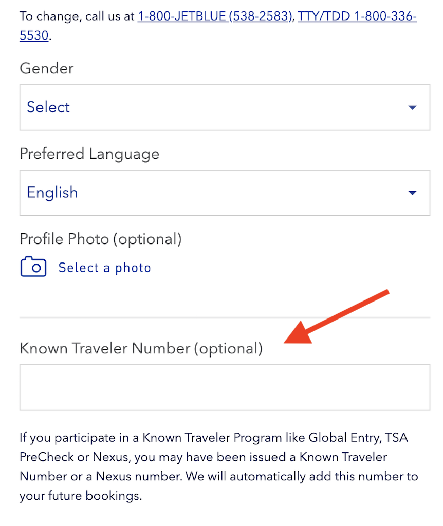 tsa pre known travel number