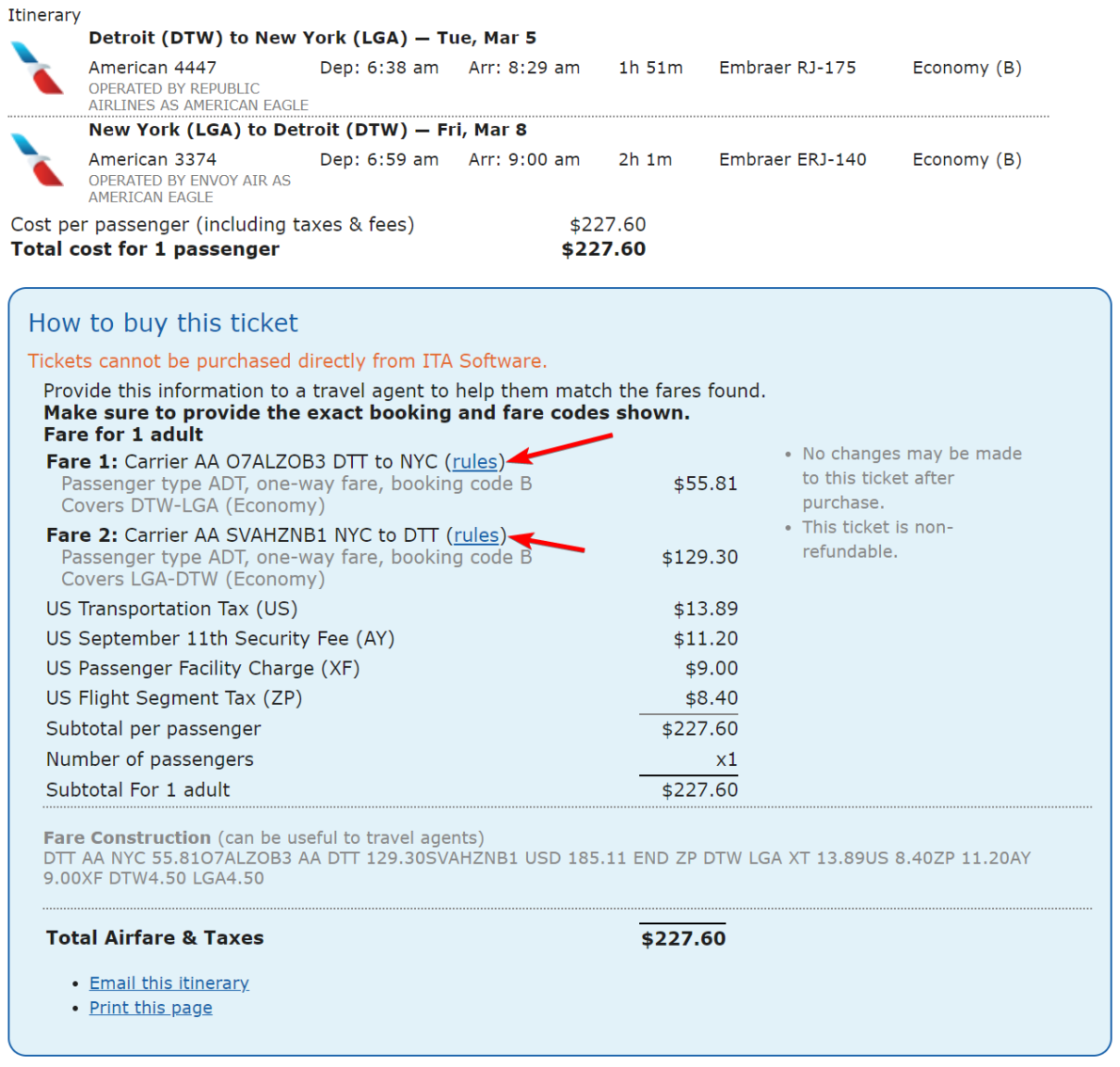 ita software travel matrix