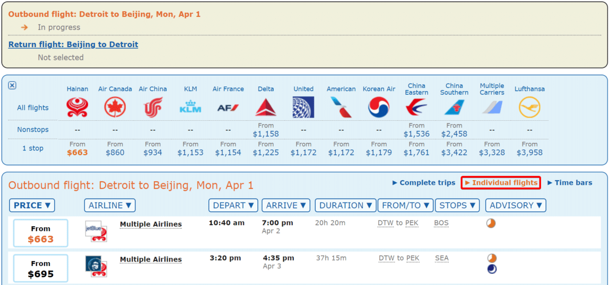 ita software travel matrix