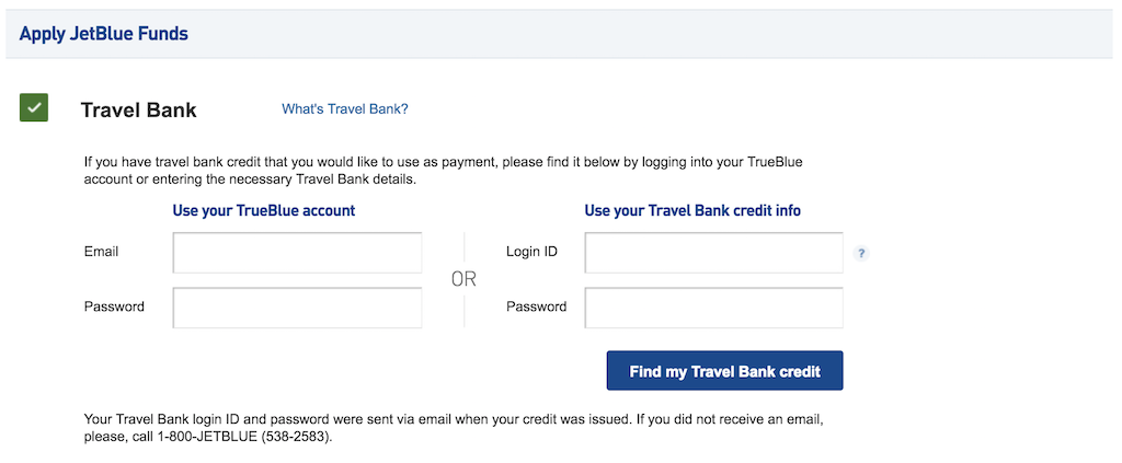 travel bank login id