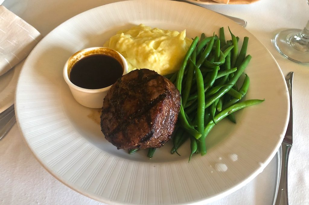 Hotel room service steak 