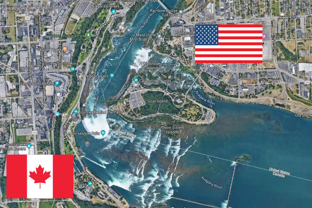Satellite view of Niagara Falls