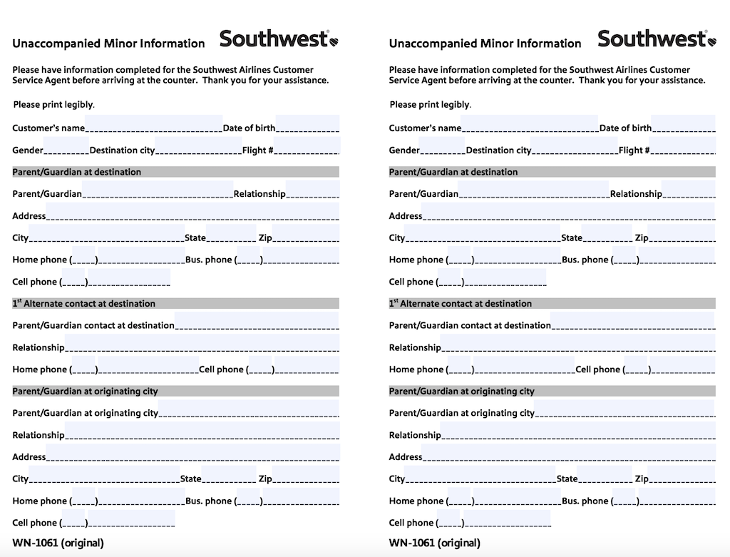 southwest travel minor