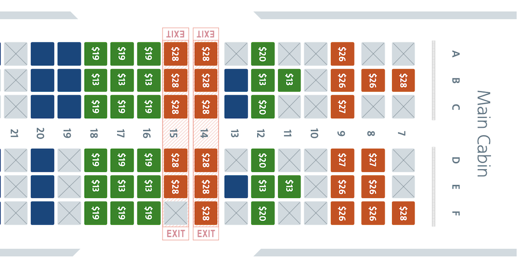 Main Cabin Extra seat map. 