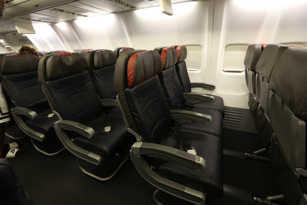 Photo showing three rows of main cabin extra seats.