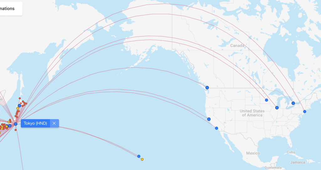 Tokyo flight routes