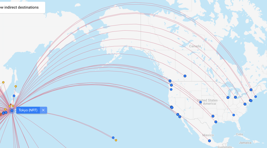 Tokyo flight routes