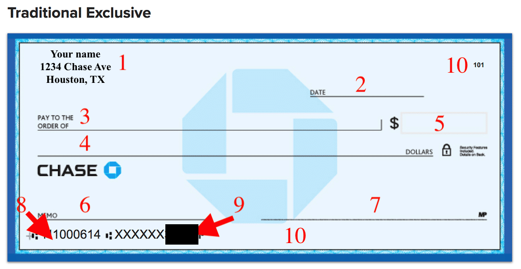 Parts of a check labeled UponArriving