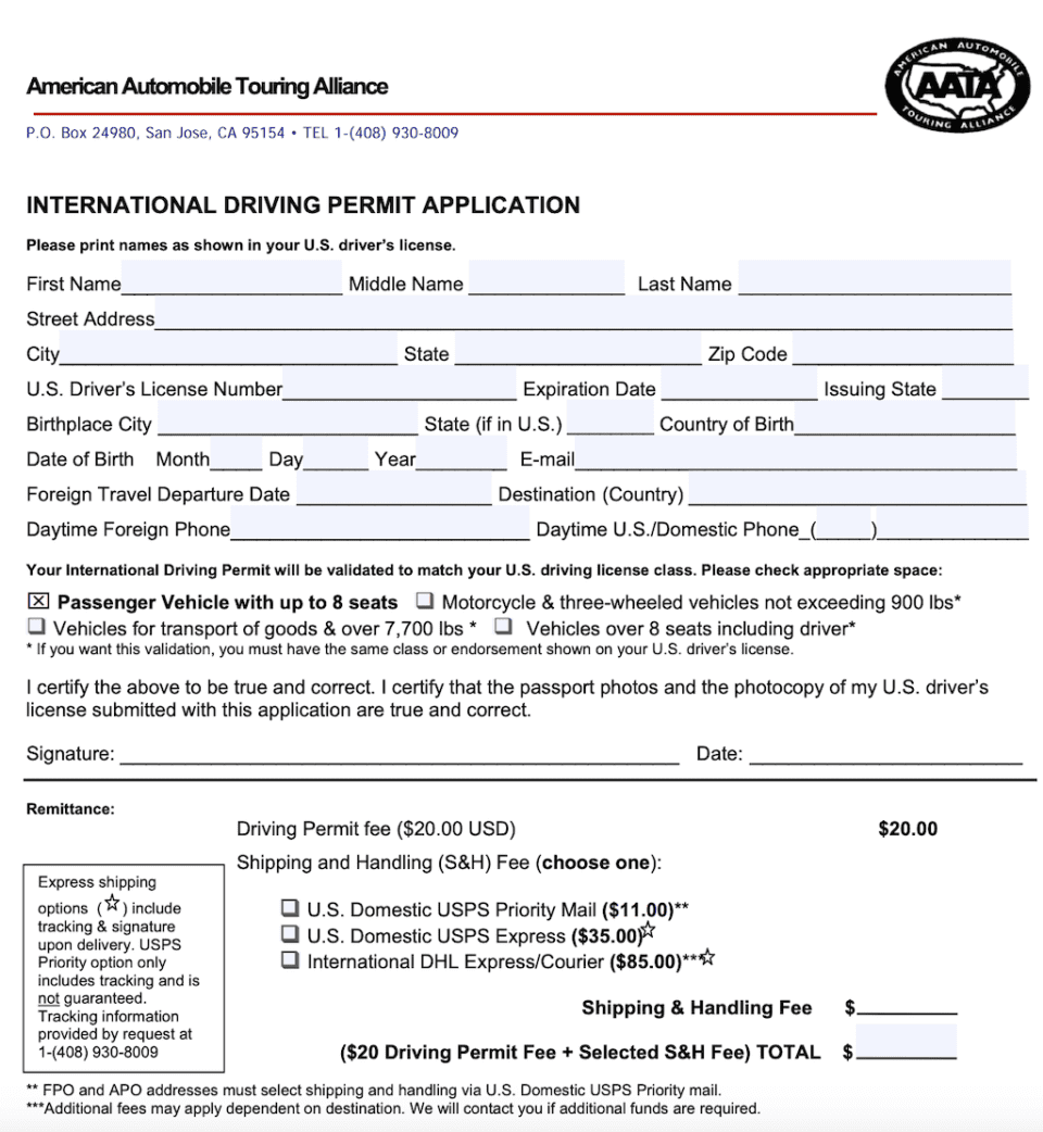 How to Get an International Driving Permit (AAA/AATA Application) [2020 ...