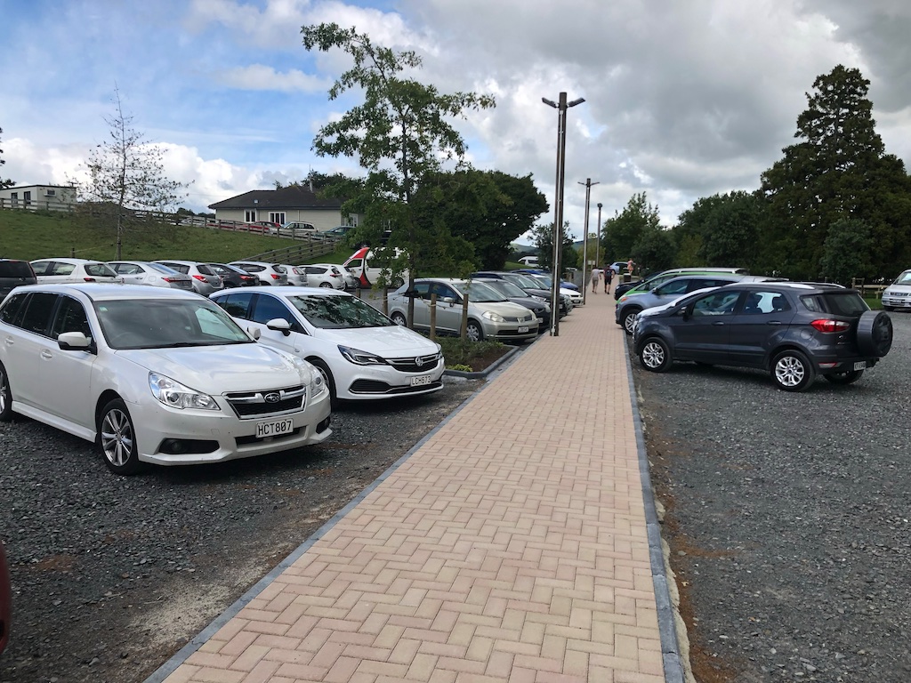 Parking lot at Hobbiton Movie Set Tour