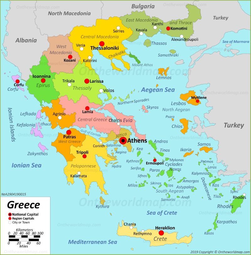 Map of Aegean sea