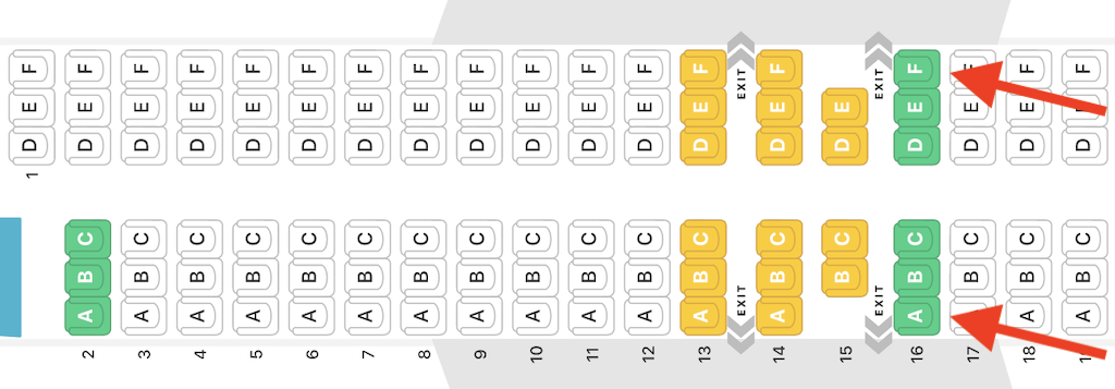 Seat map of a Boeing 737 max 8