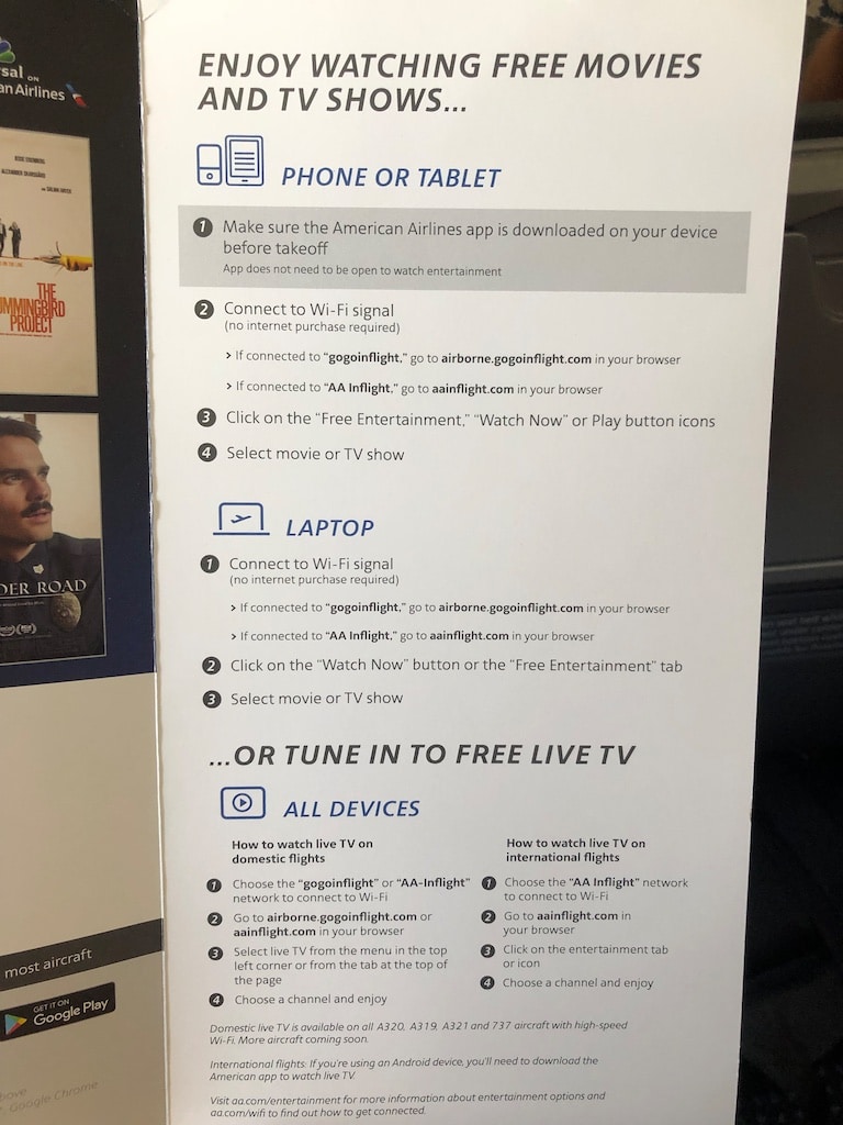 Instructions on how to connect in-flight entertainment.