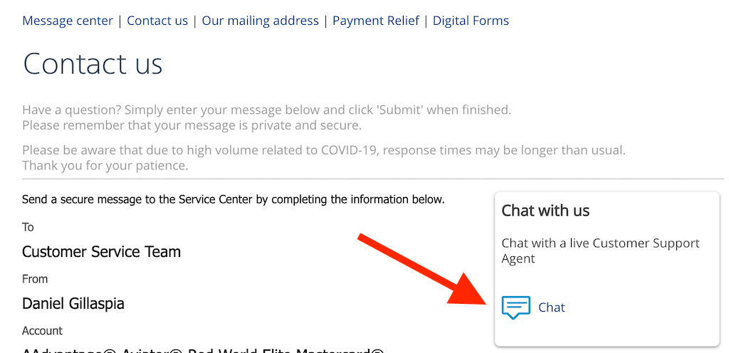 Barclays website chat feature