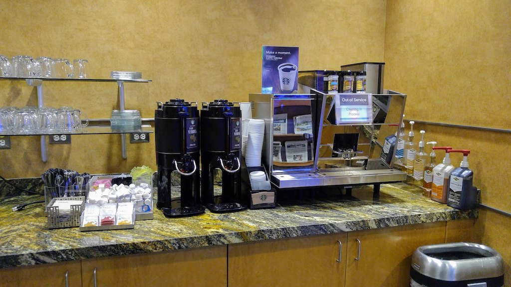 Coffee area at an Alaska Lounge.