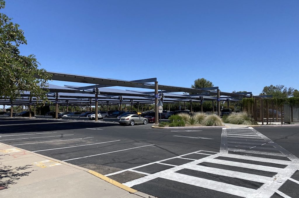 Parking lot with crosswalk