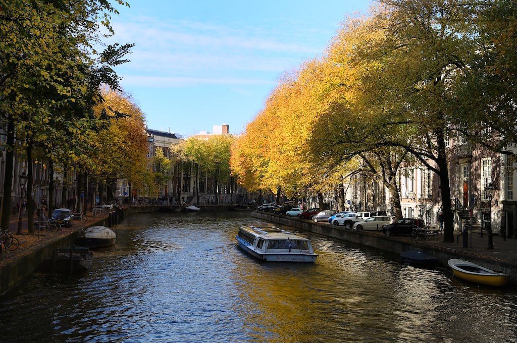 Boat in canal Amsterdam