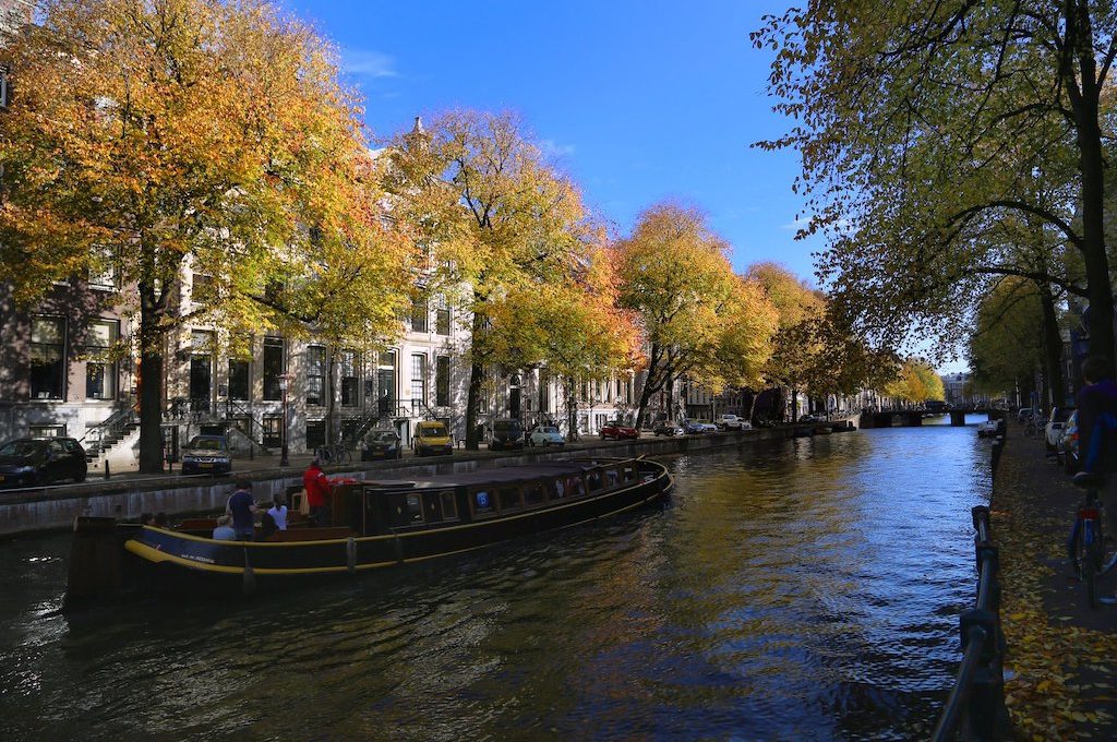 Boat in canal Amsterdam