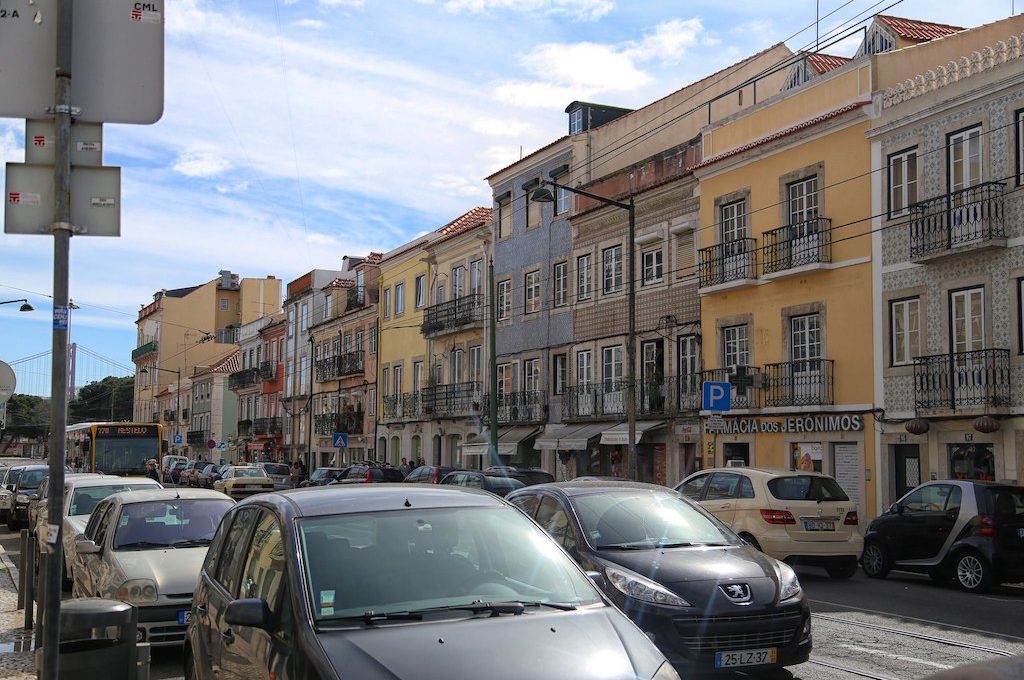 Busy street at Lisbon Portugal