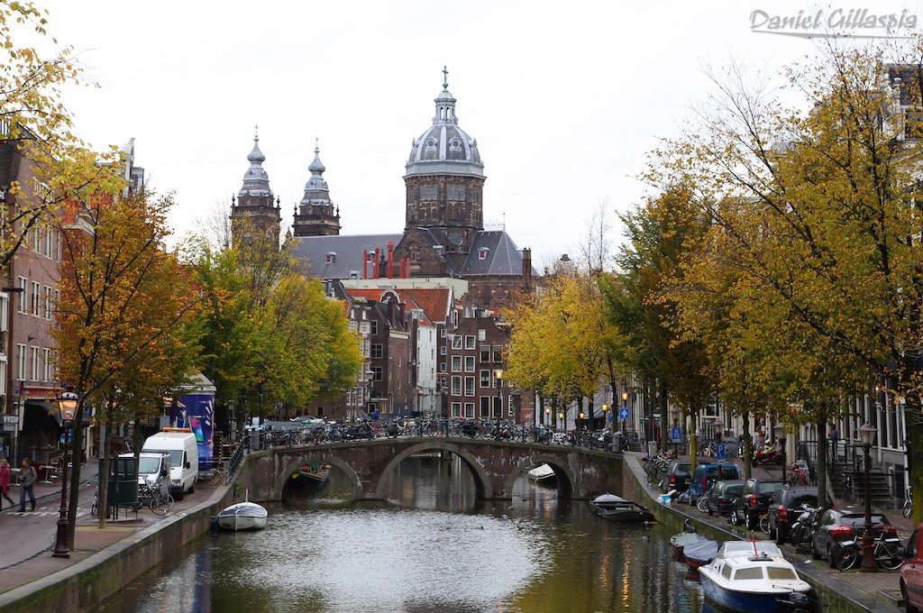 Canal and church in Amsterdam