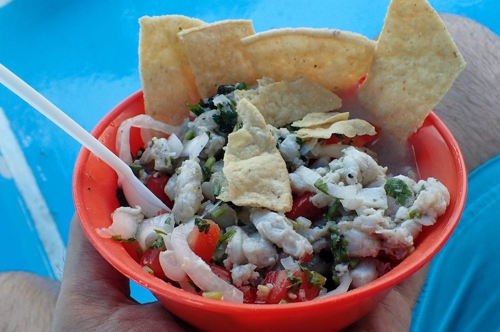 Ceviche in orange bowl