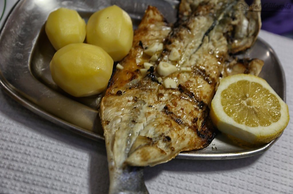 Grilled seabass with potatoes