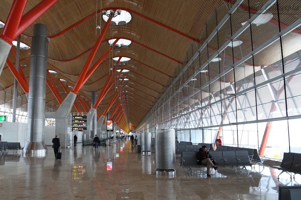 Inside Terminal 4 at Barajas Airport in Madrid
