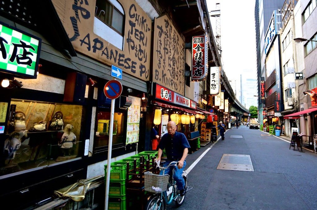 Restaurant lined alleyway Tokyo