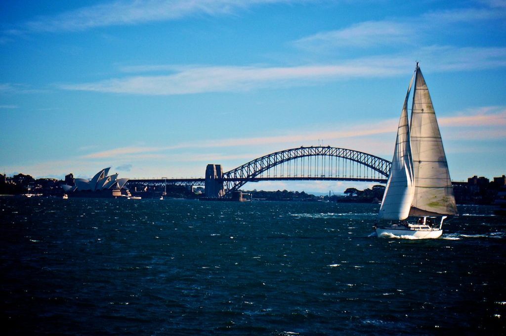 Sail boat harbor Sydney Australia