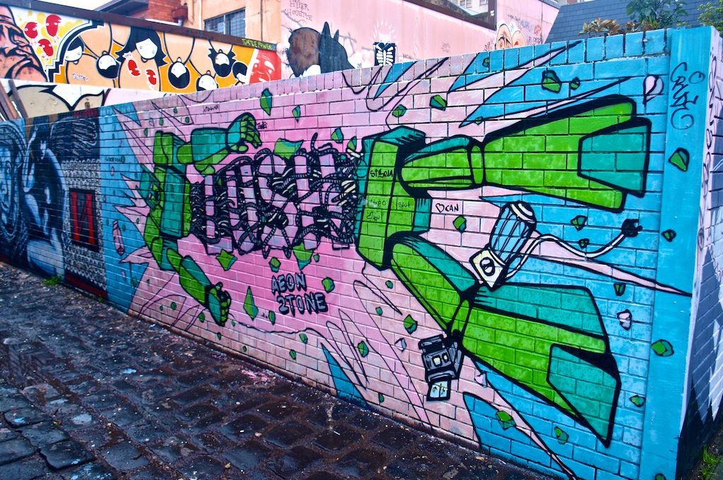 Street art brick wall Melbourne Australia
