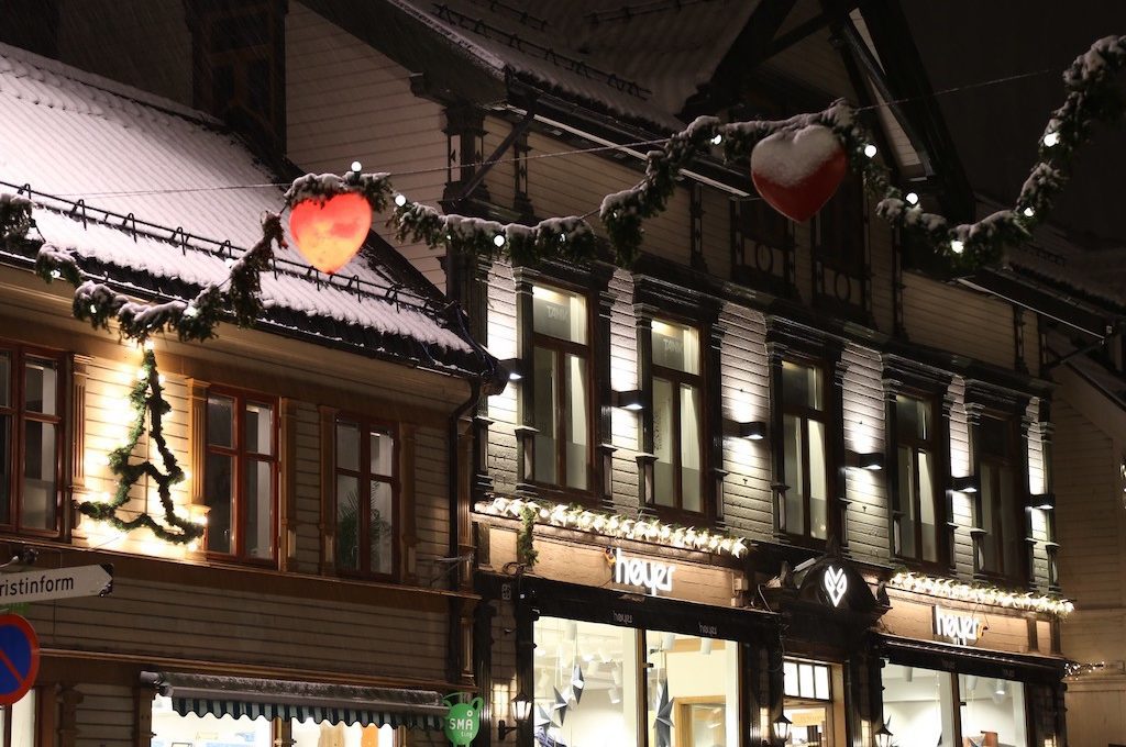Winter Christmas decorations Tromso Norway