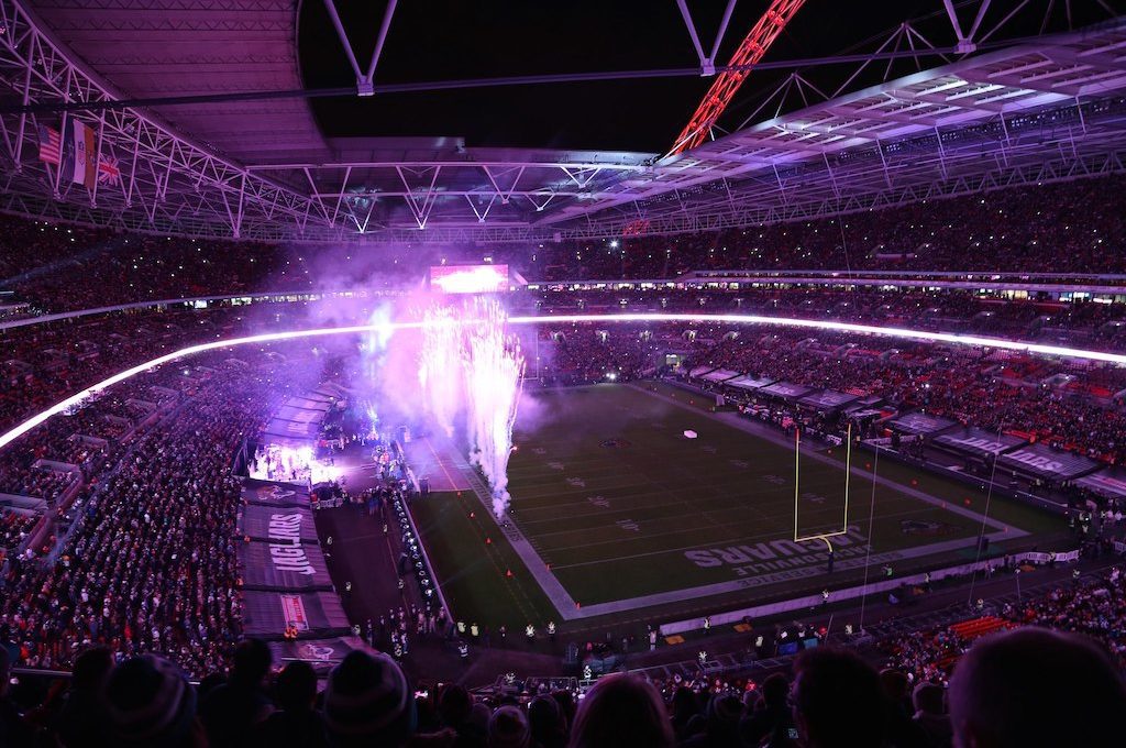 Fireworks at Wembley Stadium field London