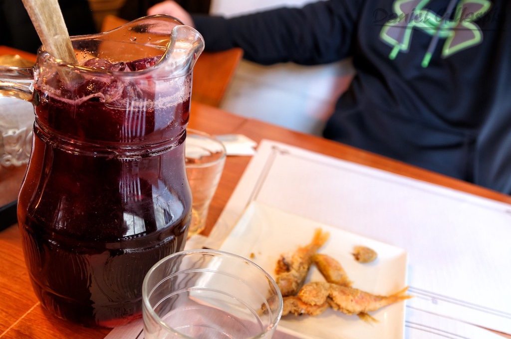 Sangria and fried red mullet tapas in Madrid