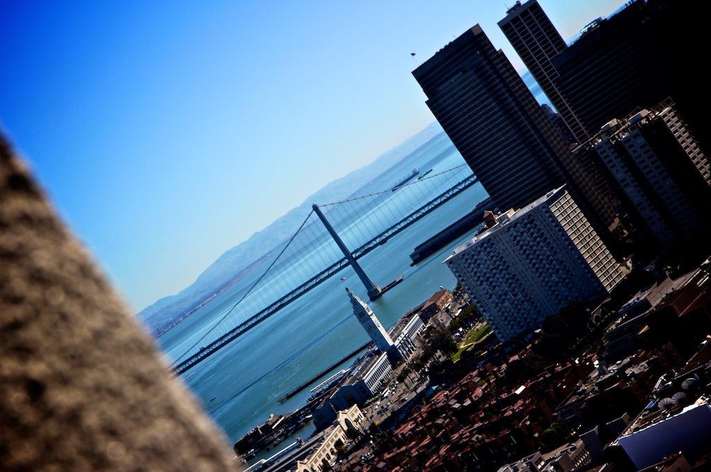 The Bay Bridge seen from Coit Tower
